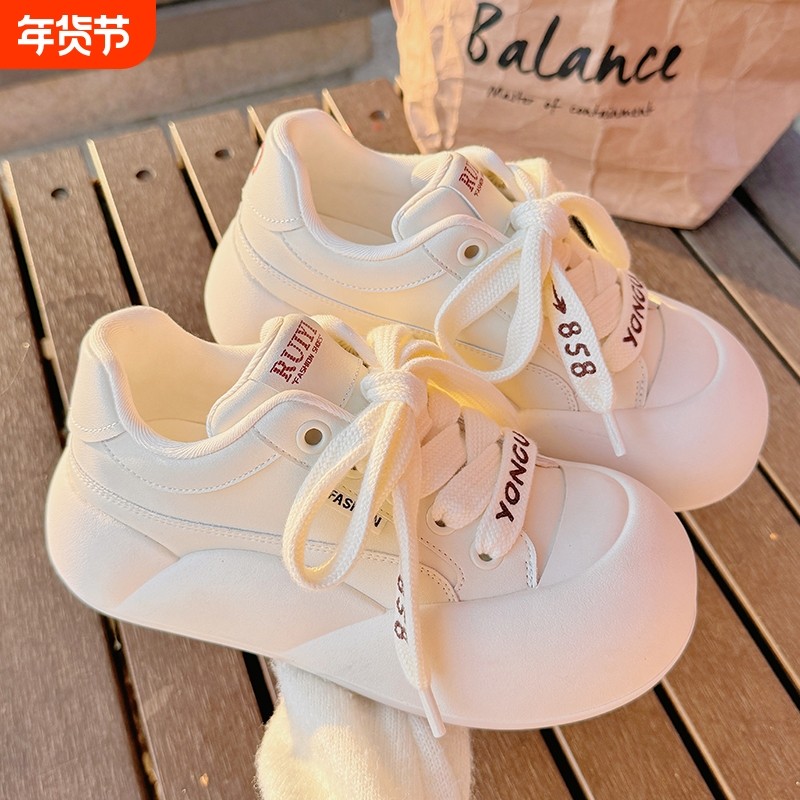 面包鞋女2025新款女鞋厚底小白鞋女配裙子鞋子百搭大头运动休闲鞋,女鞋,时尚休闲鞋,淘宝优惠券,粉丝福利购,淘宝优惠卷