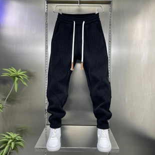 高端运动卫裤男士2025新款春秋冬季加绒加厚男裤束脚休闲裤子男款