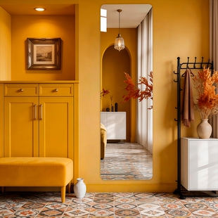 玻璃镜子贴墙自粘全身穿衣镜家用免打孔高清新款 真实粘墙试衣镜