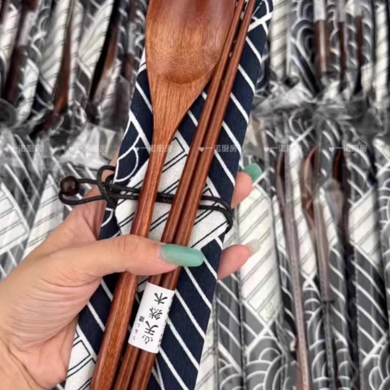 一诺厨房天然木木质楠木勺筷子套装木质汤勺饭勺木勺餐厅家用勺