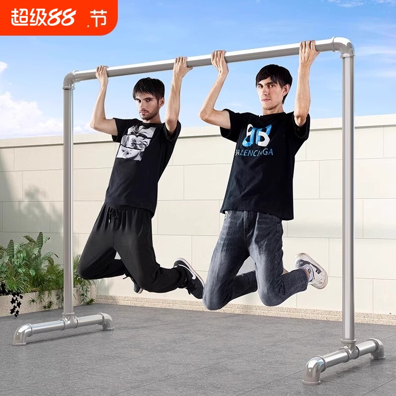 加厚凉衣架晾阳台衣杆家用落地卧室挂衣服简易水管晾衣架室内钢管图片