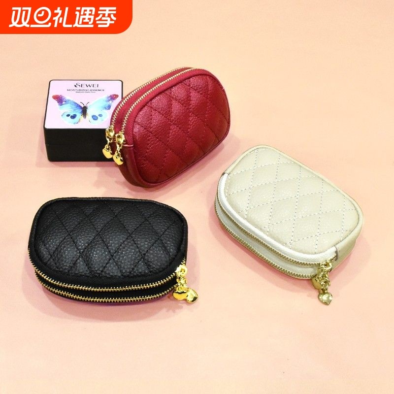 新款真皮质感手拿包女款妈妈手拎包双层大容量手包时尚拉链手机包