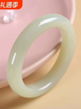 爆款新疆和田玉手镯高端羊脂细条圆条女款玉镯仿玉石玉镯手饰