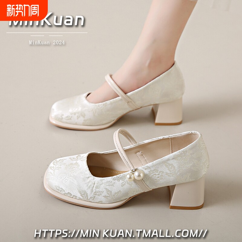 高跟单鞋女中粗跟配旗袍马面裙子凉鞋夏季2026新款新中式国风鞋子