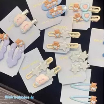 蓝色系可爱云朵发夹女星星侧边刘海夹儿童鸭嘴夹子小抓夹发卡头饰