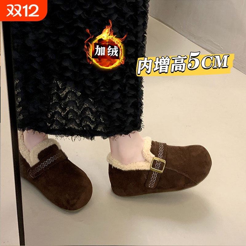 厚底全包勃肯鞋女2025新款加绒毛毛女鞋保暖雪地靴棉鞋博肯豆豆鞋