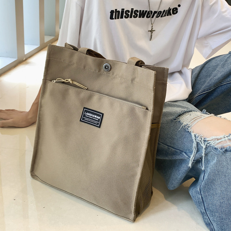 大容量手提包男款初中生补习拎书袋高中学生书包手提袋帆布单肩包