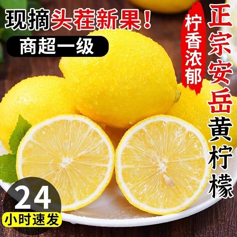 【平晏果园】四川安岳黄柠檬特级薄皮果新鲜水果奶茶切片整箱包邮