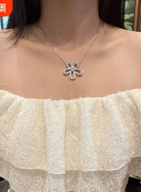 高定品质超闪太阳花项链18k彩金幸运草大号红玛瑙白贝母人工