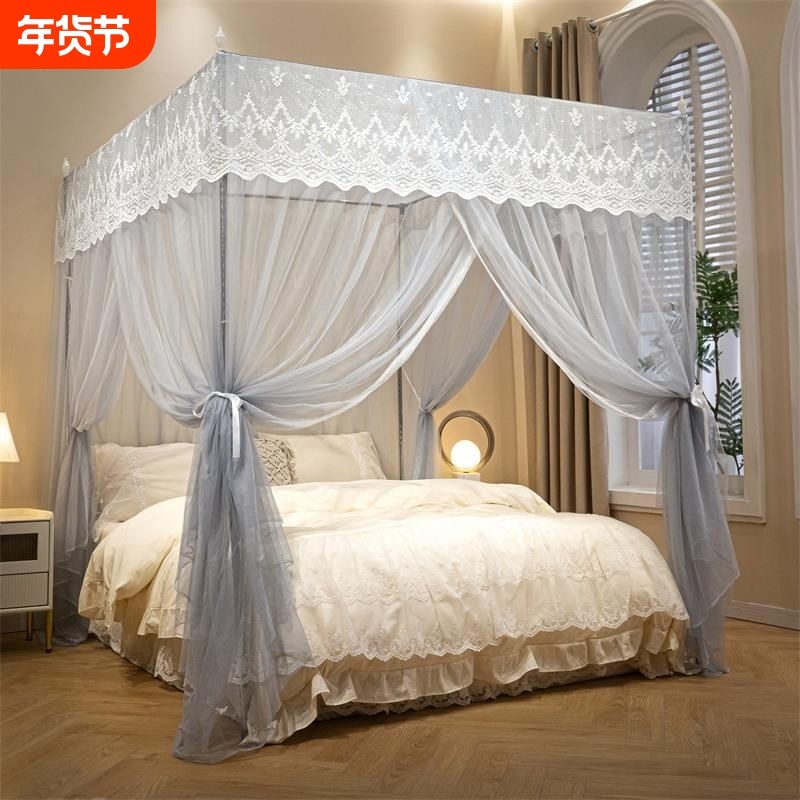 2024新款蚊帐家用卧室三开门老式落地纹账2023支架杆加厚加密防蚊,床上用品,蚊帐,淘宝优惠券,粉丝福利购,淘宝优惠卷