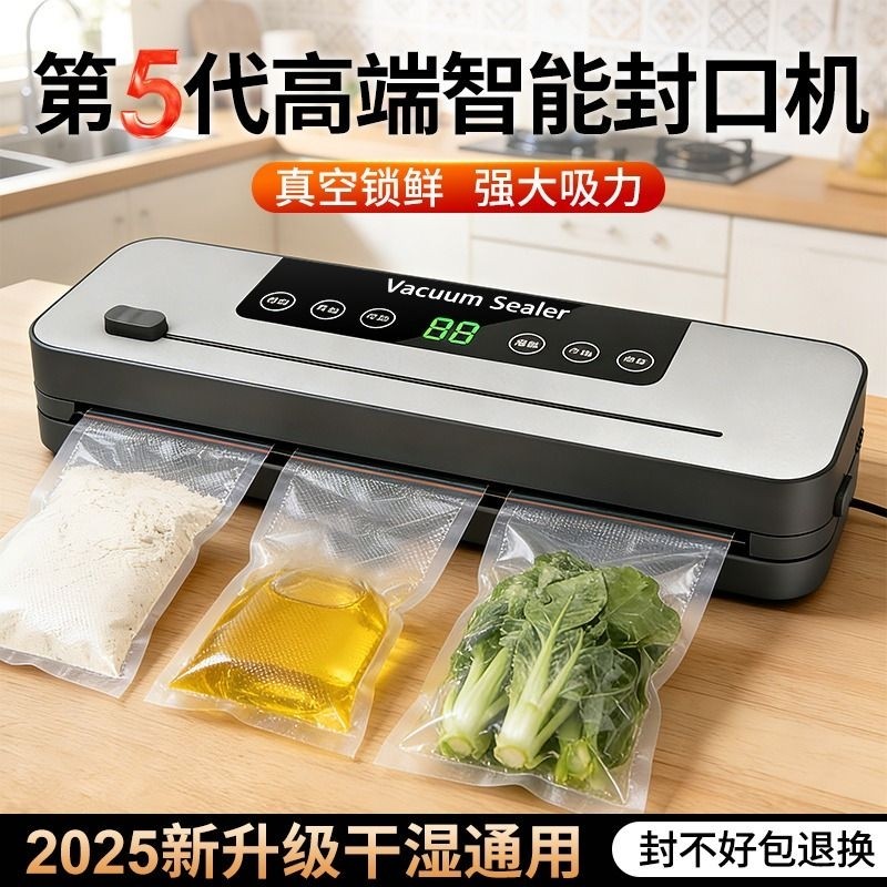 全自动真空封口机家用食品包装机干湿两用抽真空保鲜塑封机器小型,厨房/烹饪用具,封口机,淘宝优惠券,粉丝福利购,淘宝优惠卷