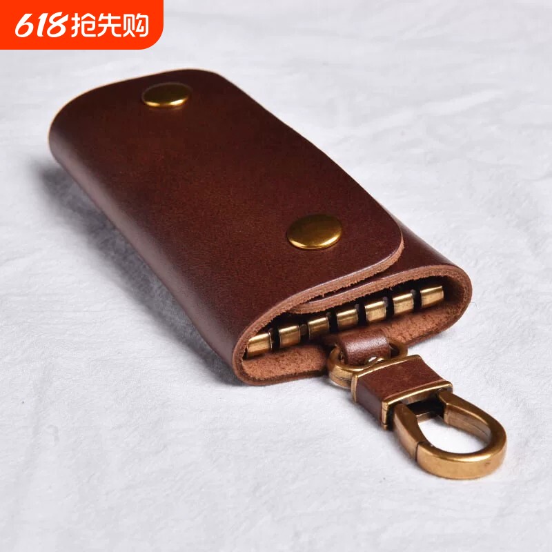 疯马皮休闲复古钥匙包男士腰挂真头层牛皮零钱包汽车多功能锁匙扣
