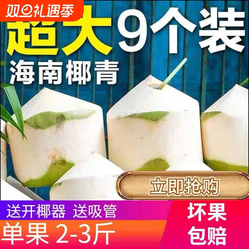 海南椰青新鲜椰子2/4/6/9个装孕妇水果香椰皇去皮一整箱特产包