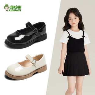 女童鞋子儿童公主小皮鞋2025春秋新款女孩女宝黑色配礼服单鞋校园