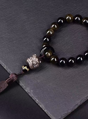 天然曜石醒狮手持十八子念珠通用