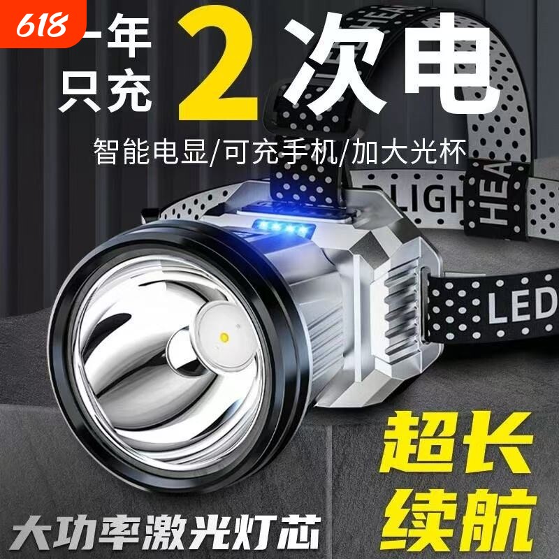 公牛适用头灯2025新款超亮头戴式感应超长续航钓鱼登山灯户外
