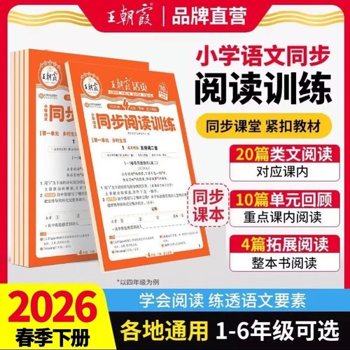 2026春王朝霞活页同步阅读理解转专项训练书小学一二三四五六年级下册上册语文人教版专项训练每日一练好词好句积累