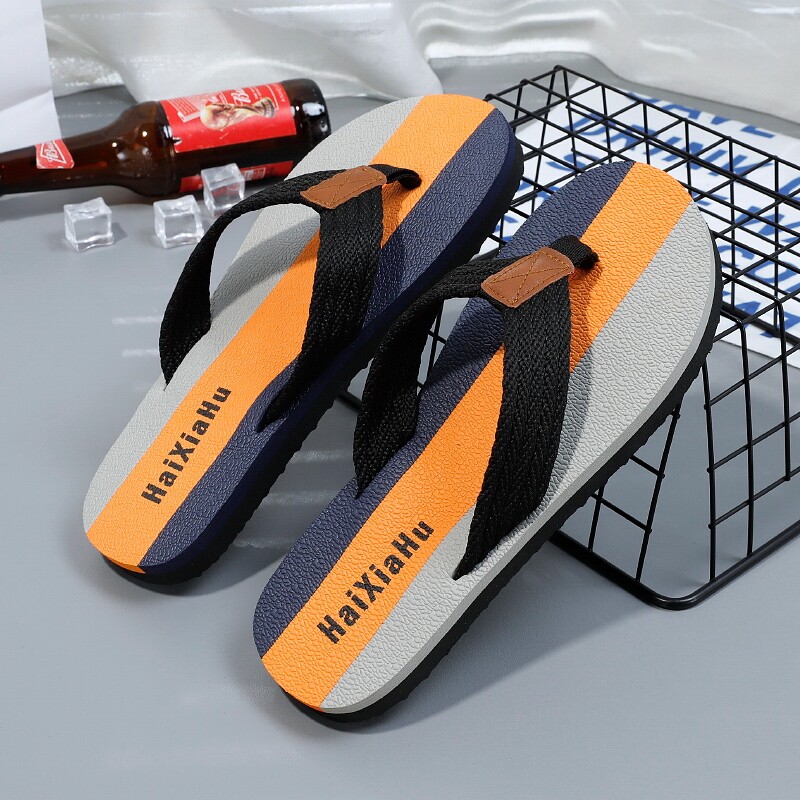 海峡虎人字拖男夏季新款外穿防滑耐磨凉拖鞋户外休闲沙滩鞋红色