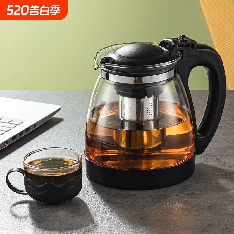 泡茶壶玻璃过滤水壶家用耐高温茶水分离大容量茶水壶茶具套装滤网
