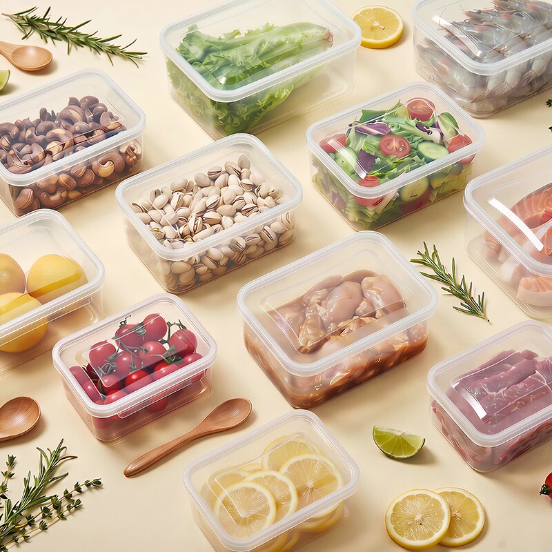 保鲜盒透明塑料盒子长方形冰箱专用密封食品级收纳盒商用便携盖子图片