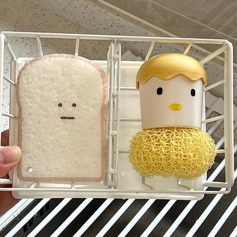 吐司洗碗海绵擦耐用加厚木浆棉洗碗擦加大加厚厨房专用可爱奶油风