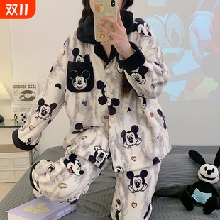 可外穿家居服套装 法兰绒保暖珊瑚绒大码 柔软 睡衣女2025年新款 冬季