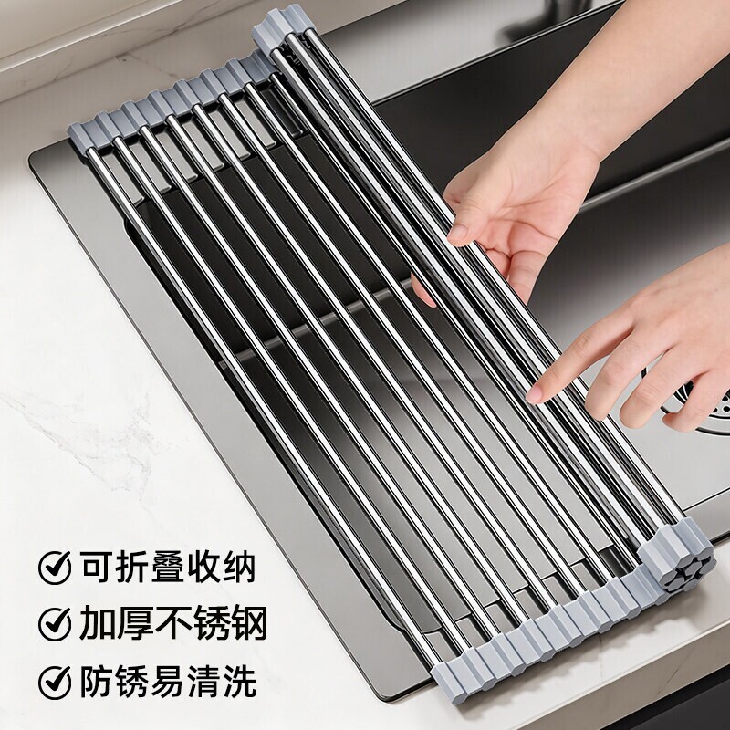 折叠水槽沥水架不锈钢碗盘碗碟架图片