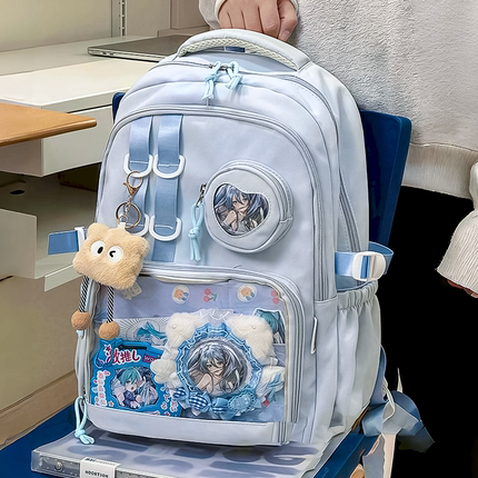 原创日系痛包双肩大食量书包初中女生二次元吧唧谷子包高中生背包