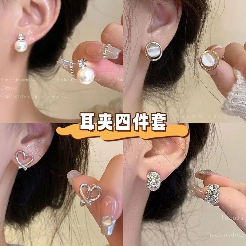 无耳洞百搭精致锆石耳钉耳夹女2026新款蚊香盘韩国轻奢小众耳饰