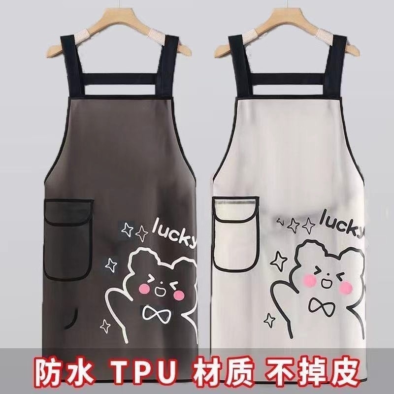 透明TPU围裙防水防油厨房家情侣用工作服女做饭餐饮水产专用围腰