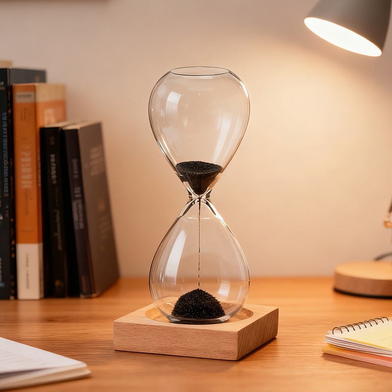 解压神器实木磁力玻璃沙漏装饰品家居桌面摆件办公室礼品生日礼物