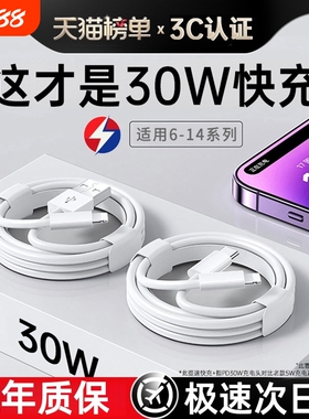 【原配30W快充】快充数据线适用苹果14iPhone13/12proMax11充电线器手机XS/XR/8p加长iPad平板6s2米7plus柚狮