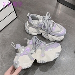 女鞋运动鞋女款2026新款春秋休闲透气厚底增高7CM小个子老爹鞋女