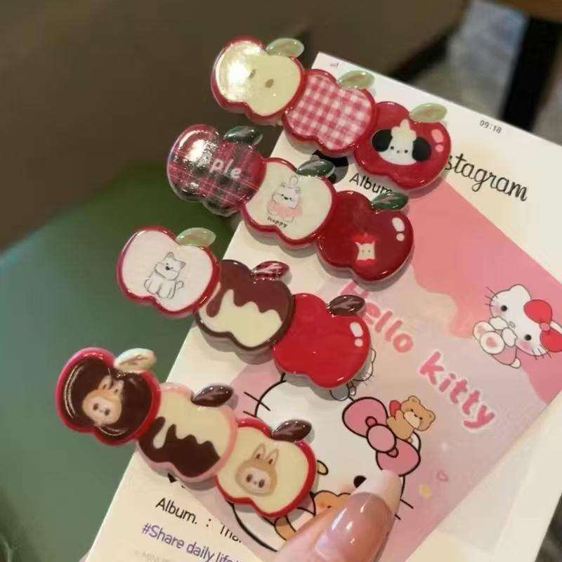 可爱卡通苹果发夹秋冬少女心鸭嘴夹碎发刘海夹侧边边夹发卡发饰