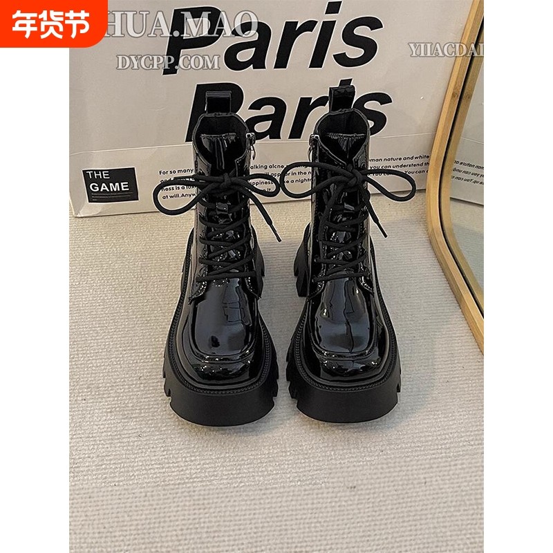 爆款马丁靴女2025秋季新款小个子厚底甜酷短靴子英伦风系带单靴潮,女鞋,马丁靴,淘宝优惠券,粉丝福利购,淘宝优惠卷