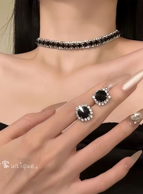 【时髦精致】法式小香风闪钻项链高颜值精致晚礼服配饰锁骨链套装