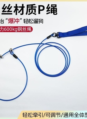 狗牵引绳防爆冲狗链子p绳大中小型犬遛狗绳防咬防犬加粗p链训钢丝