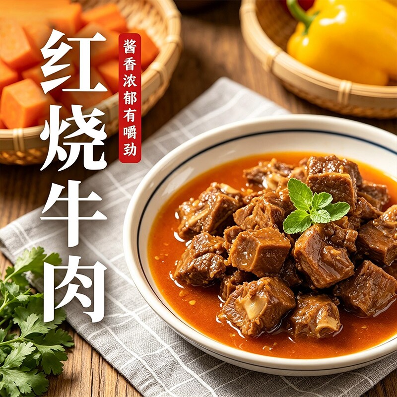 红烧牛肉浇汁牛肉浇头拌面拌饭快手菜软罐头200g牛腩香辣袋装麻辣