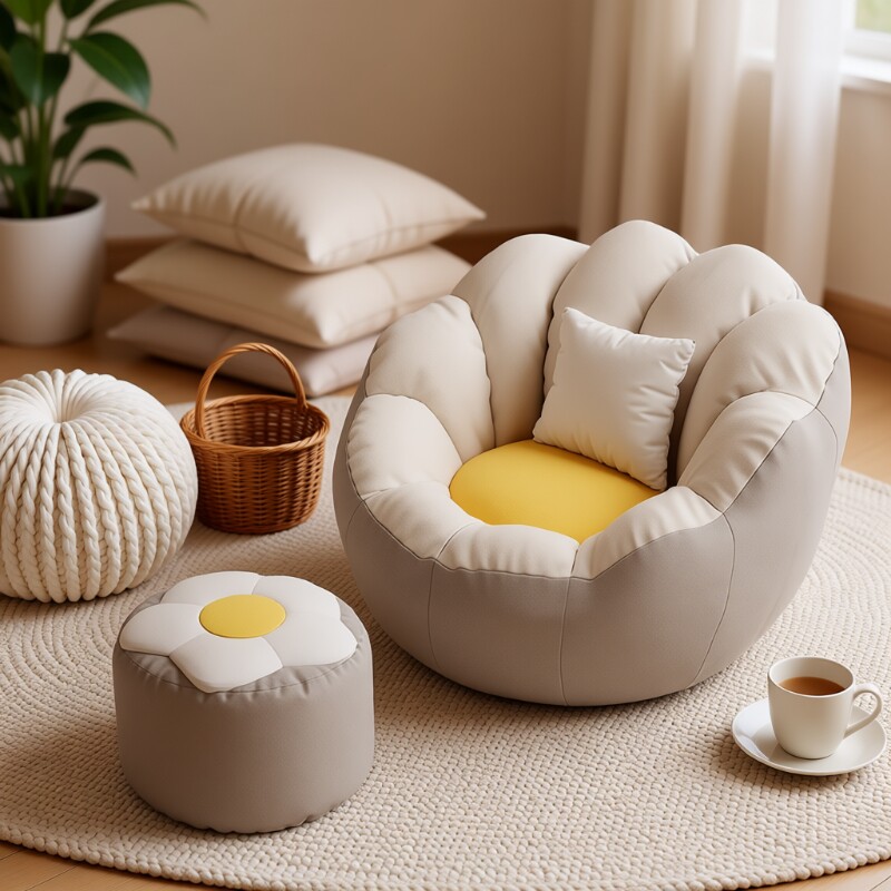 2026爆款风懒人沙发可坐可躺卧室小沙发人类狗窝躺椅南瓜豆袋粉色