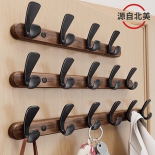 实木挂钩入户门玄关壁挂墙上门后挂衣架免打孔高级排勾衣钩强力