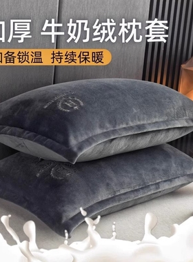牛奶绒枕套枕头套48cmx74cm学生加厚男珊瑚绒枕芯套睡眠一只装
