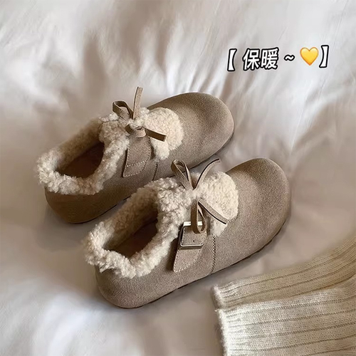 内增高厚底加绒全包勃肯鞋毛毛鞋2025新款冬可爱雪地靴棉鞋毛绒