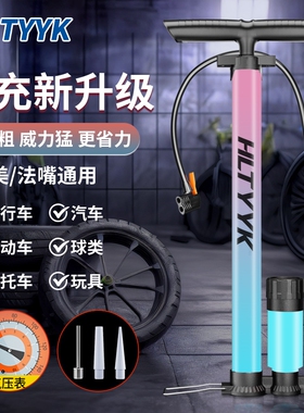 自行车打气筒家用通用电动电瓶车便携汽车高压充气泵篮球气管