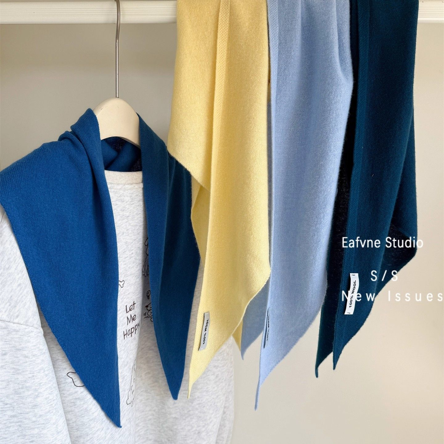 【外贸原单】100%全羊毛针织三角巾秋冬纯色百搭披肩坎肩保暖护肩