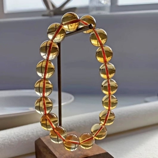 爆款仿巴西黄水晶手串暴力黄全净体手链招财转运男女款貔貅三圈