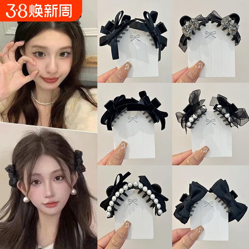 网红公主头蝴蝶结气质小抓夹2024新款甜美发夹前额刘海侧边夹发饰