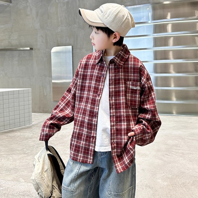 男童衬衫长袖春秋2025新款洋气韩范中大童儿童秋装男孩衬衣上衣潮