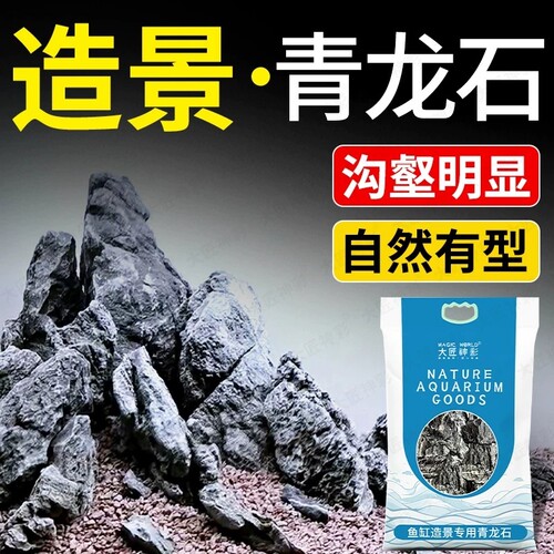 青龙石鱼缸造景底部假山真石头松皮石盆景装饰摆件微景观溪流原石