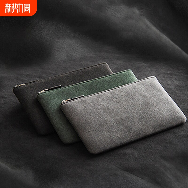 男士手拿包商务翻毛皮手抓休闲新款手包简约大容量手机包信封钱包