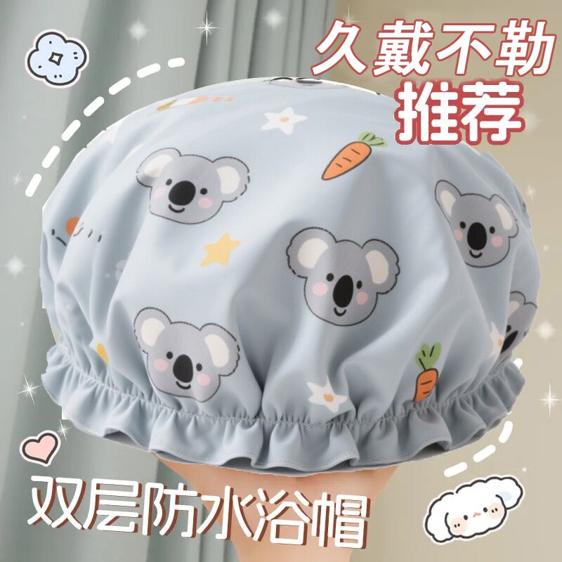 浴帽女防水洗澡加厚沐浴帽发帽头套帽厨房防油烟帽子做饭大人不湿